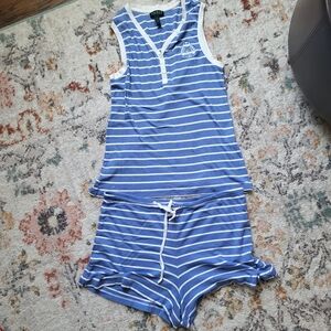 Blue Striped Ralph Lauren Pj Tank And Shorts Set
